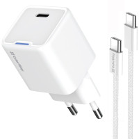 Зарядний пристрій ColorWay GaN Mini 30W PD Port PPS USB (Type-C PD + USB QC4.0) cable Type-C (CW-CHS053PDC-WT)