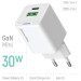 ColorWay Зарядний пристрій ColorWay GaN Mini 30W PD Port PPS USB (Type-C PD + USB QC4.0) white (CW-CHS053PD-WT)