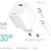 ColorWay Зарядний пристрій ColorWay GaN Mini 30W PD Port PPS USB-C white + cable Type-C (CW-CHS054PDC-WT)