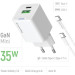 ColorWay Зарядний пристрій ColorWay GaN Mini 35W PD Port PPS USB (Type-C PD + USB QC4.0) cable Type-C (CW-CHS055PDC-WT)