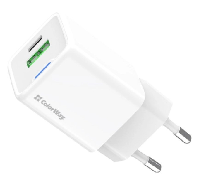 ColorWay Зарядний пристрій ColorWay GaN Mini 35W PD Port PPS USB (Type-C PD + USB QC4.0) white (CW-CHS055PD-WT)