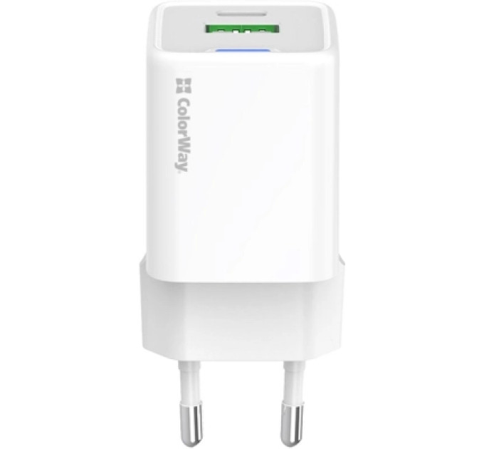 ColorWay Зарядний пристрій ColorWay GaN Mini 35W PD Port PPS USB (Type-C PD + USB QC4.0) white (CW-CHS055PD-WT)