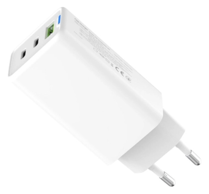 ColorWay Зарядний пристрій ColorWay GaN Mini 65W PD Port PPS USB (USB-2C1A) white (CW-CHS058PD-WT)