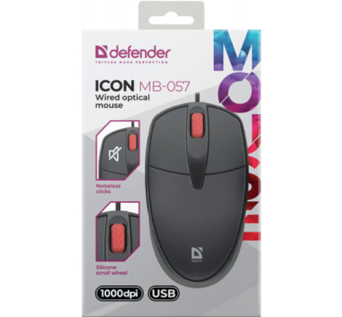 Defender Мишка Defender Icon MB-057 USB Black (52057)