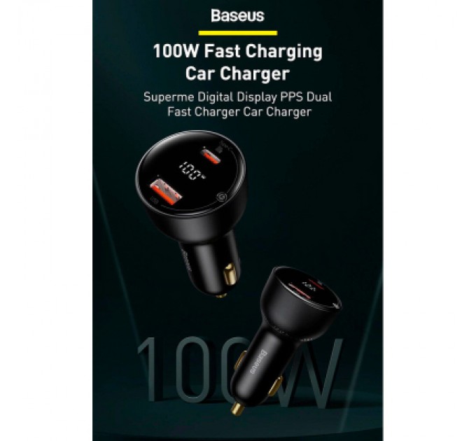 Baseus Зарядний пристрій Baseus Superme Digital Display PPS Dual Quick Charger Car Charger black (TZCCZX-01)