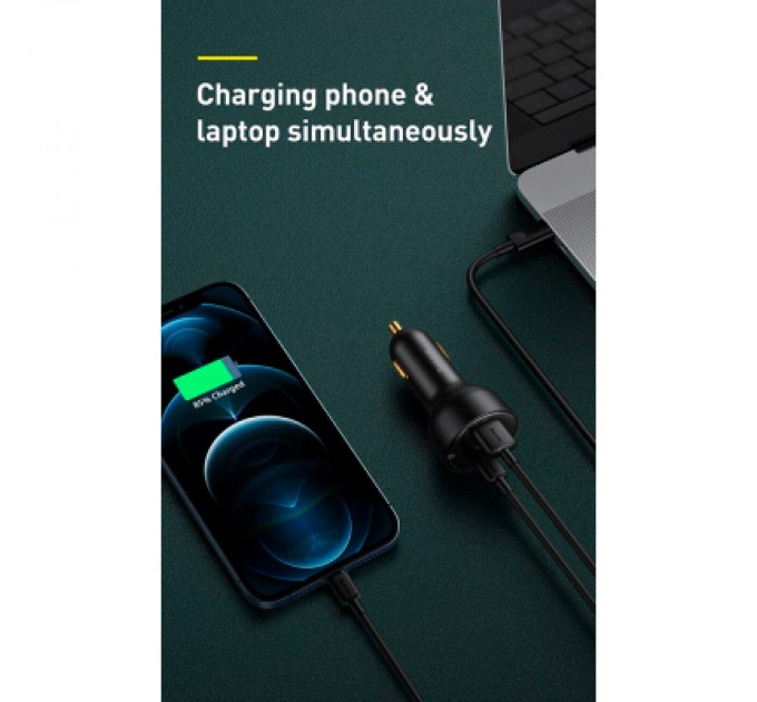 Baseus Зарядний пристрій Baseus Superme Digital Display PPS Dual Quick Charger Car Charger black (TZCCZX-01)