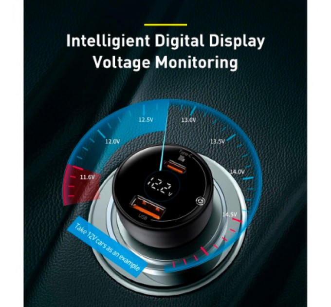 Baseus Зарядний пристрій Baseus Superme Digital Display PPS Dual Quick Charger Car Charger black (TZCCZX-01)