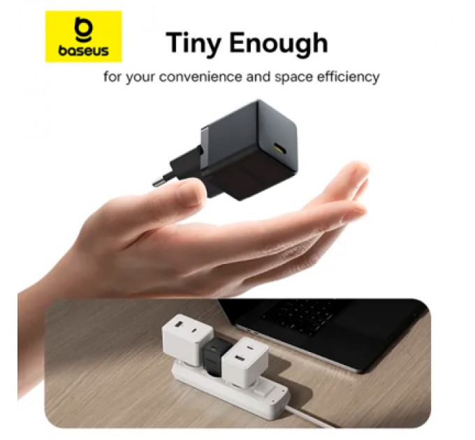 Baseus Зарядний пристрій Baseus Palm Fast Charger 1C 20W + Cable 1.0m Type-C 60W black (P10111602113-01)