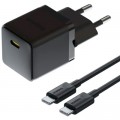 Baseus Зарядний пристрій Baseus Palm Fast Charger 1C 20W + Cable 1.0m Type-C 60W black (P10111602113-01)