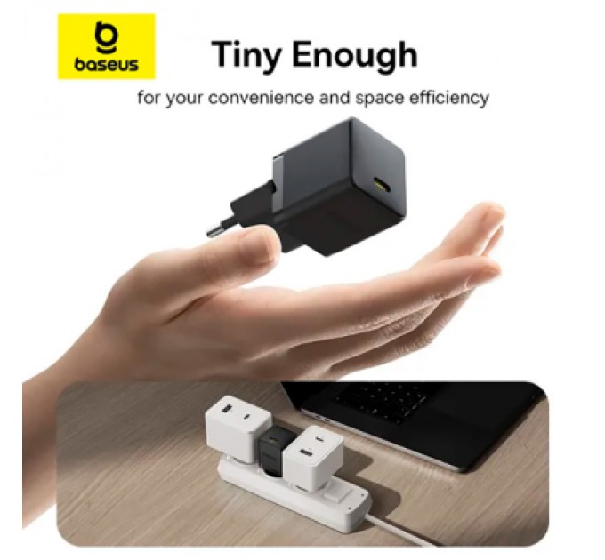 Baseus Зарядний пристрій Baseus Palm Fast Charger 1C 20W + Cable 1.0m Type-C 60W black (P10111602113-01)