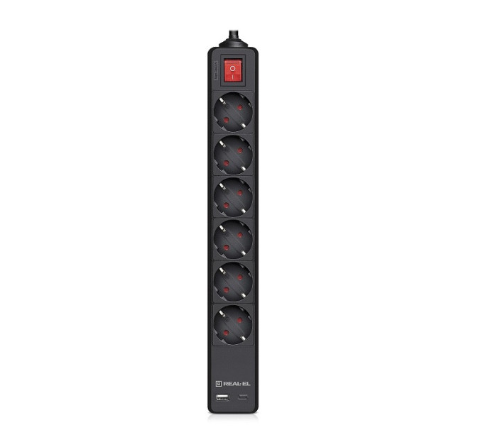REAL-EL Фільтр живлення REAL-EL RS-Protect 605 3м Black (EL122300041)