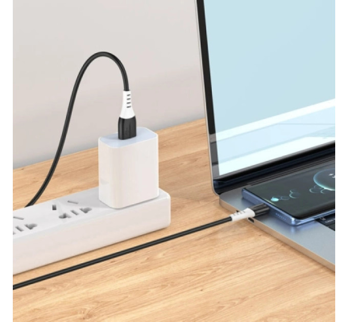 HOCO Дата кабель USB 2.0 AM to Type-C 1.0m 3A Black HOCO (6931474768575)