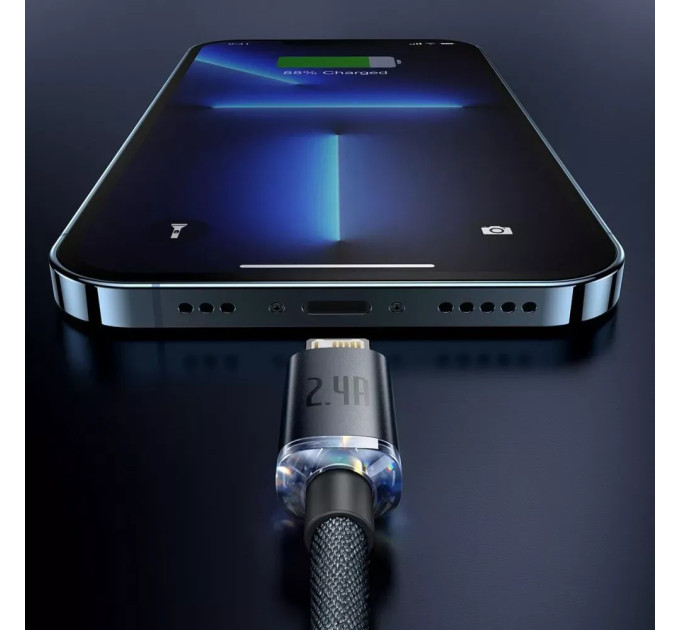 Baseus Кабель Baseus Crystal Shine USB-Lightning, 2.4A, 1.2м Blue (6932172602697)