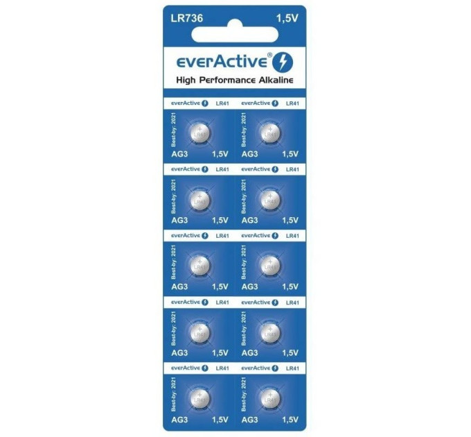 everActive Батарейка everActive LR736 (LR41/G3) BL 10шт
