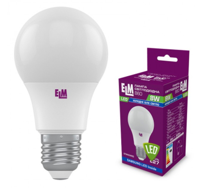 ELM Лампочка ELM B60 8W PA10S E27 4000K (18-0186)