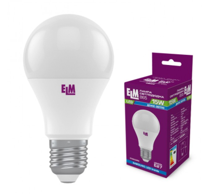 ELM Лампочка ELM B65 15W PA10S E27 6500K (18-0195)