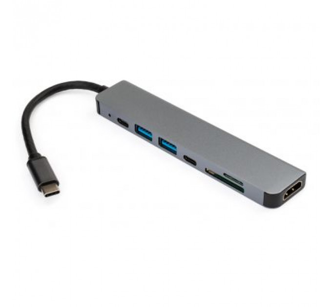 Концентратор Vinga Type-C to 4K HDMI+2*USB3.0+SD+TF+PD+USB-C 3.1 Gen1 aluminium (VCPHTC7AL)
