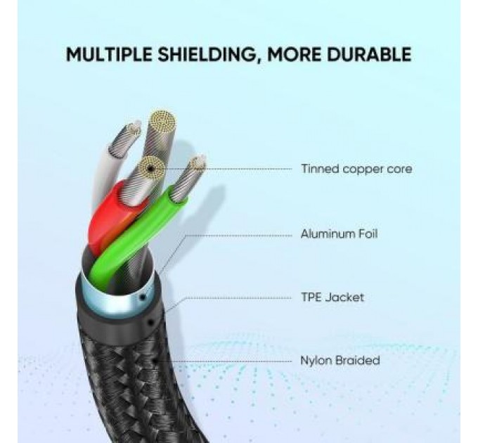 Ugreen Дата кабель USB 2.0 AM to Type-C 1.0m US288 Aluminum Braid Black Ugreen (60126)