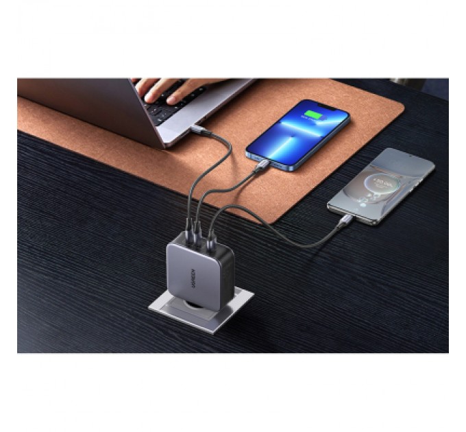Ugreen Зарядний пристрій Ugreen 3xUSB 140W (2хUSB-C+USB-A) Gan CD289 with C to C Cable 1.5m (90549)