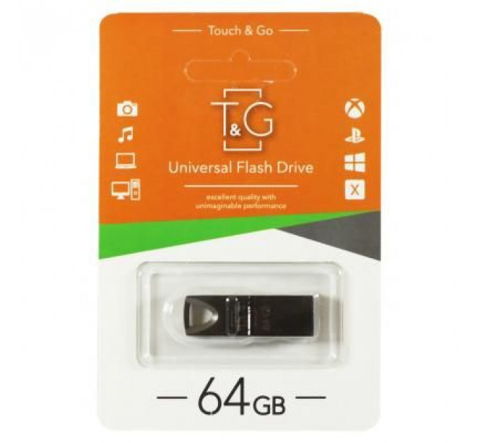 USB флеш накопичувач T&G 64GB 117 Metal Series Black USB 2.0 (TG117BK-64G)