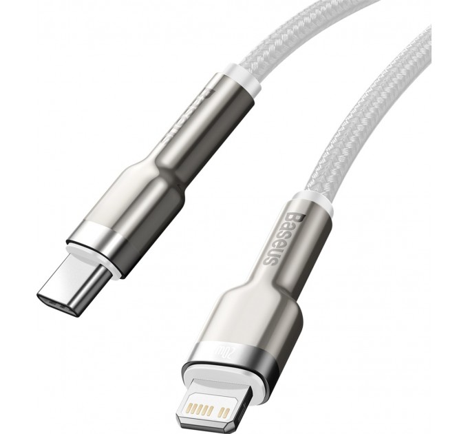 Baseus Кабель Baseus Cafule Metal USB-C-Lightning, 1м White (6953156202078)