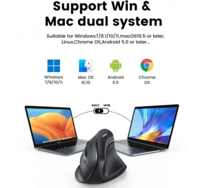 Ugreen Мишка Ugreen MU008 Vertical Wireless Black (25444)