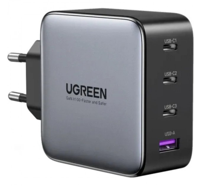 Ugreen Зарядний пристрій Ugreen 4xUSB 100W (3xUSB-C+USB-A) Gan Tech Fast GAN Charger black CD226 (40747)