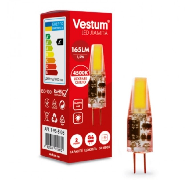 Vestum Лампочка Vestum LED COB G4 1,5W 4500K 12V (1-VS-8108)