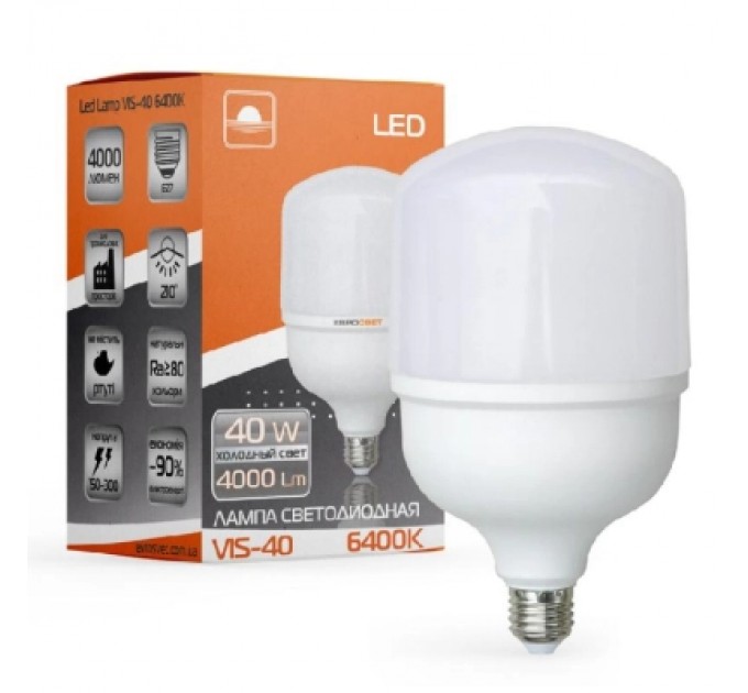 Євросвітло Лампочка Євросвітло 40Вт 6400К (VIS-40-E27)