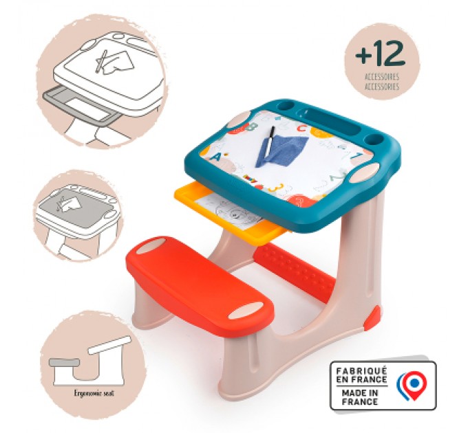 Smoby Набір для творчості Smoby Парта-дошка "Магічна" з аксес., 56х57х52 см (420224)