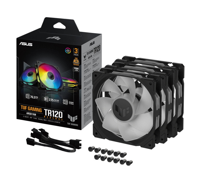 ASUS Вентилятор Asus TUF Gaming TR120 ARGB Reverse Triple Pack Black (90DA00D0-B09020)