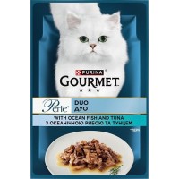 Вологий корм для кішок Purina Gourmet Perle з Океанічною рибою, Тунцем в підливі 85 г (8445291188099)