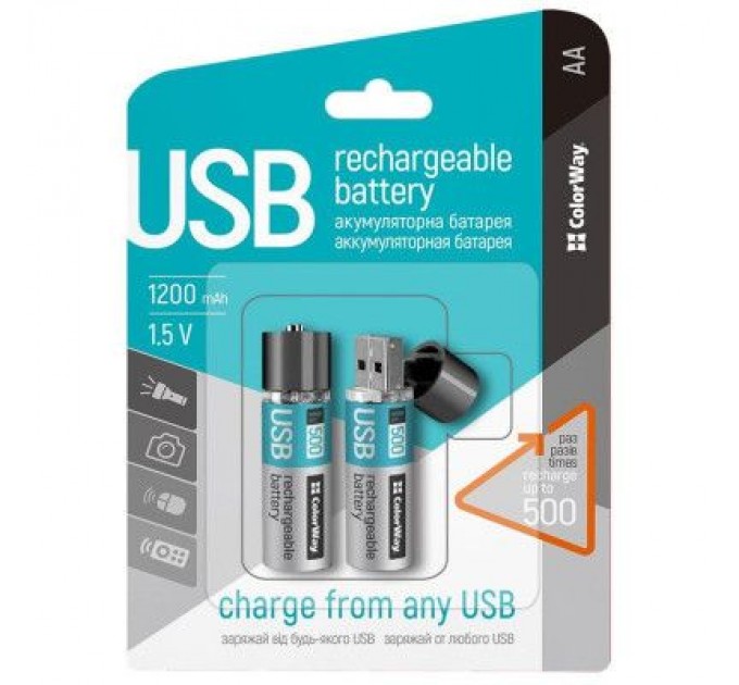 ColorWay Акумулятор ColorWay AA USB 1200 mAh 1.5V R6 * 2 (CW-UBAA-02)
