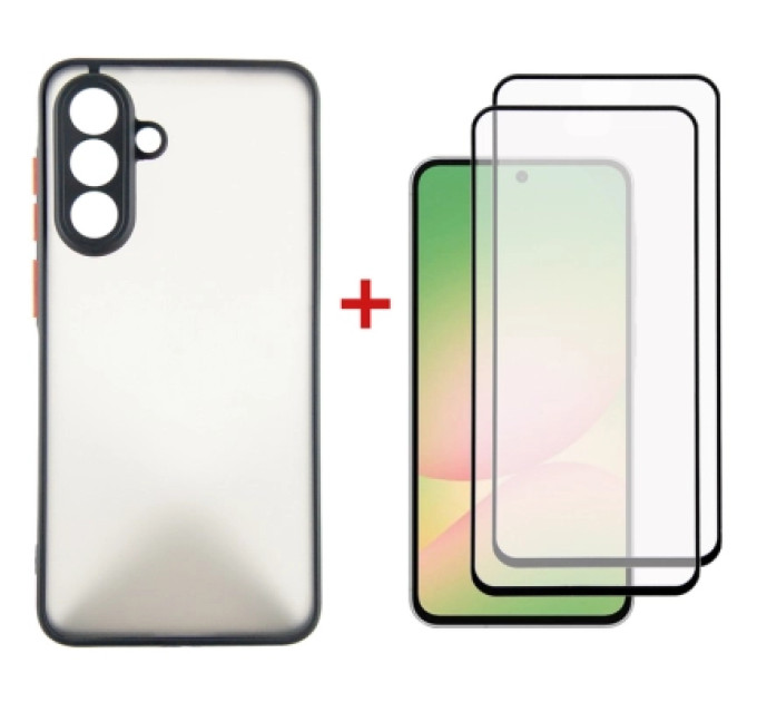 Dengos Чохол до мобільного телефона Dengos Kit Samsung Galaxy A56 Matte + 2 pcs glass (Black) (DG-CTG2P-05)