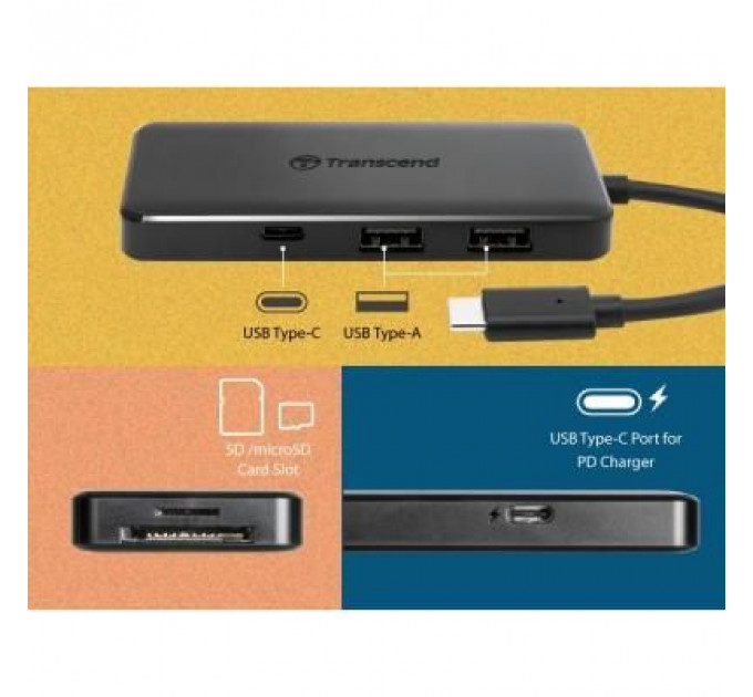 Концентратор Transcend Type-C HUB 6 ports microSD/SD Black (TS-HUB5C)