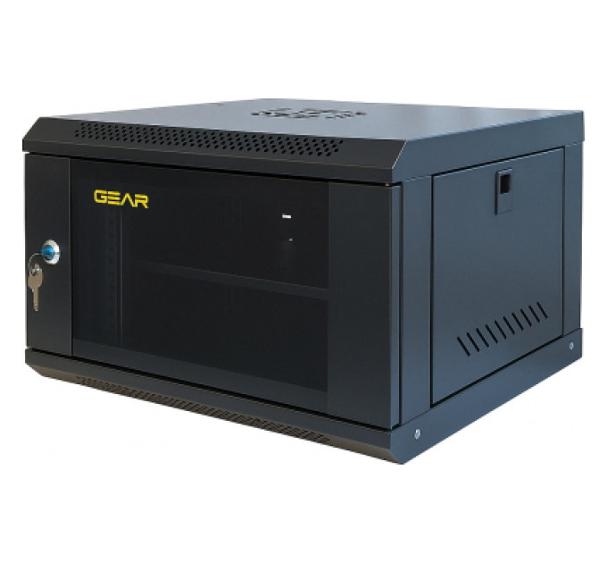 GEAR Шафа настінна GEAR 6U 19" 600x450x350 мм, + полка 19", black (GWMSN-6U-600-450)