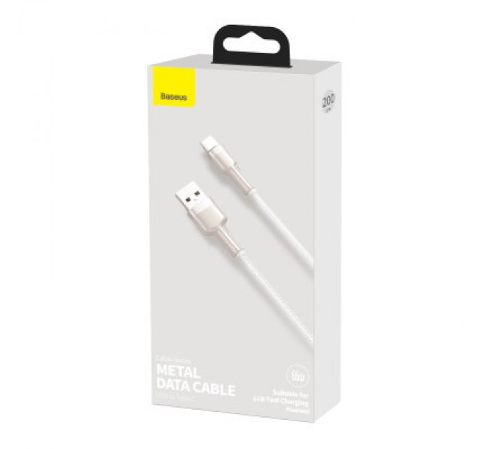 Baseus Дата кабель USB 3.1 AM to USB-C 2.0m 6.0A 66W Cafule Series Metal White Baseus (CAKF000202)