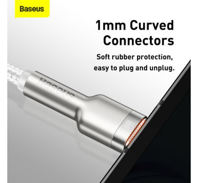Baseus Дата кабель USB 3.1 AM to USB-C 2.0m 6.0A 66W Cafule Series Metal White Baseus (CAKF000202)