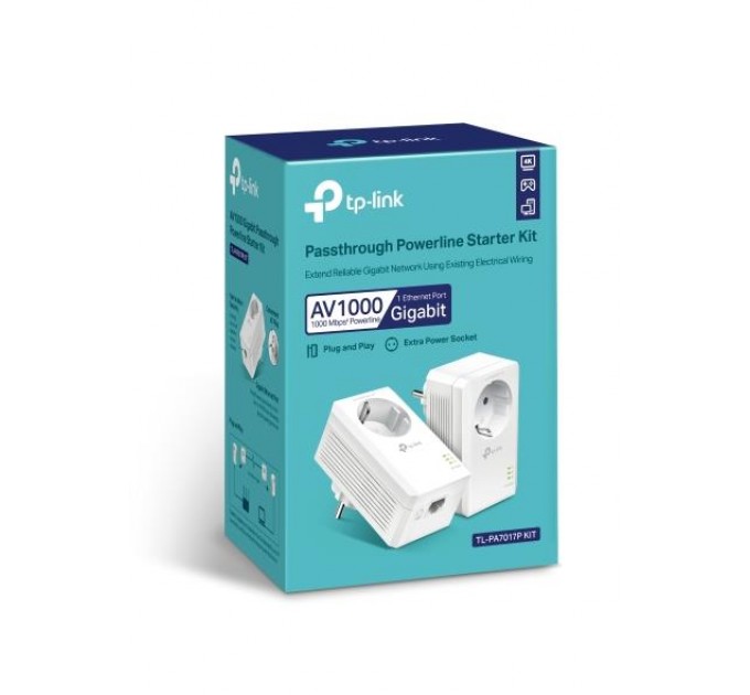 TP-Link Комплект гігабітного Pass-through Powerline адаптера, TL-PA7017P KIT