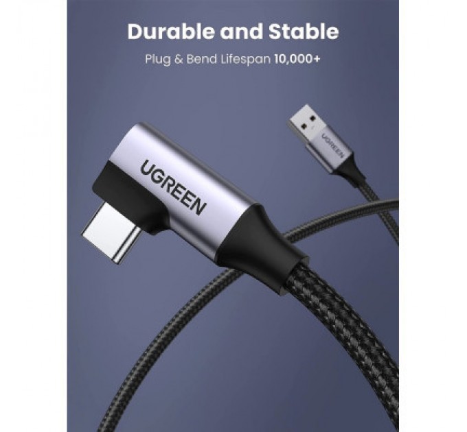 Ugreen Дата кабель USB 3.0 AM to Type-C 1.0m 60W US385 90-degree Black Ugreen (20299)