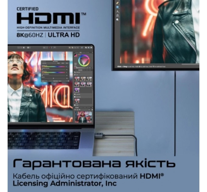 Promate Кабель мультимедійний HDMI to HDMI 1.5m v2.1 grey Promate (primelink8k-150.grey)