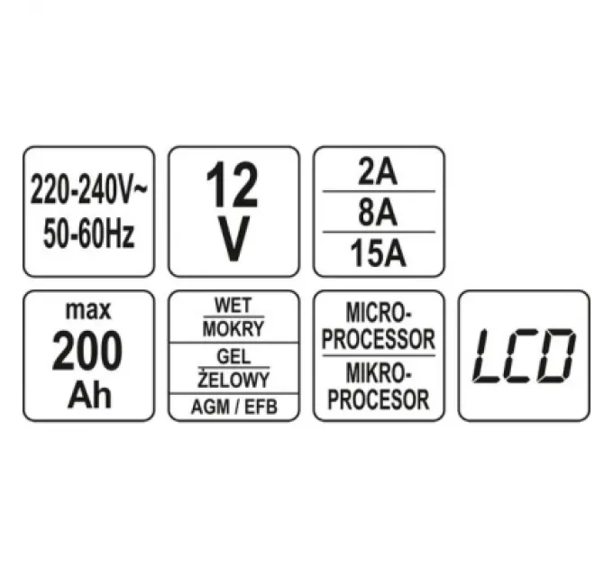 Yato Зарядний пристрій для автомобільного акумулятора Yato YT-83003