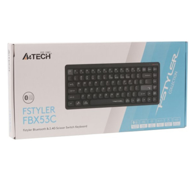 A4Tech Клавіатура A4Tech FBX53C Wireless/Bluetooth UA Black (4711421001908)