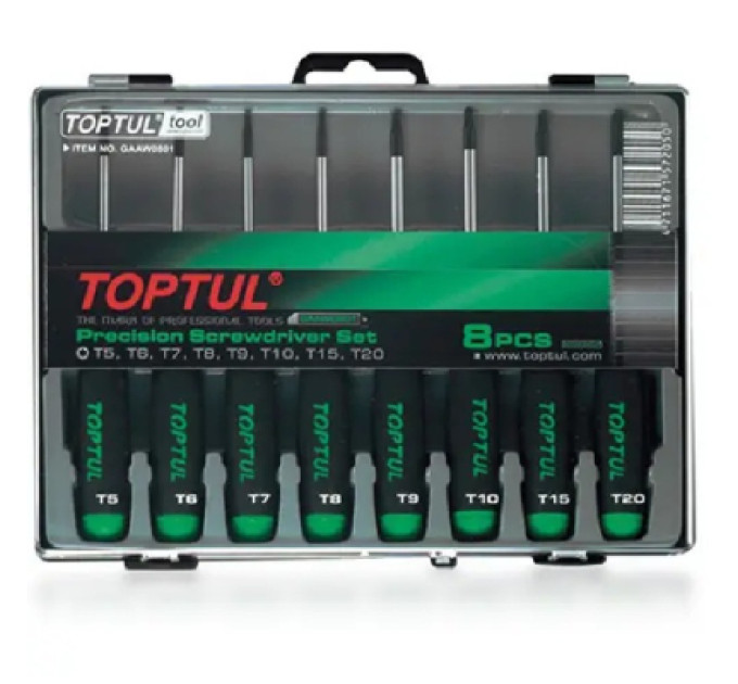 Toptul Набір викруток Toptul для точних робіт (T5-T20) 8шт. (GAAW0801)