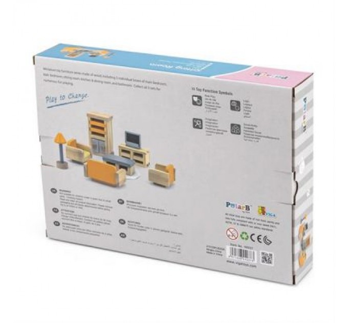 Viga Toys Ігровий набір Viga Toys Дерев'яні меблі для ляльок PolarB Вітальня (44037)