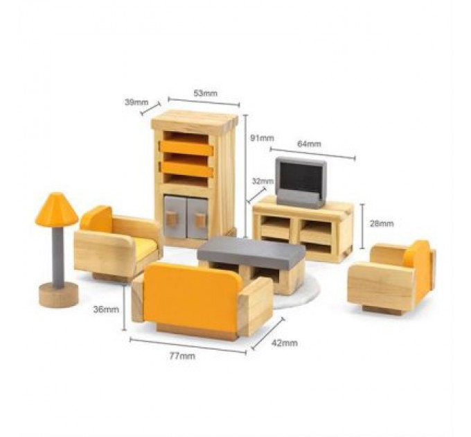 Viga Toys Ігровий набір Viga Toys Дерев'яні меблі для ляльок PolarB Вітальня (44037)