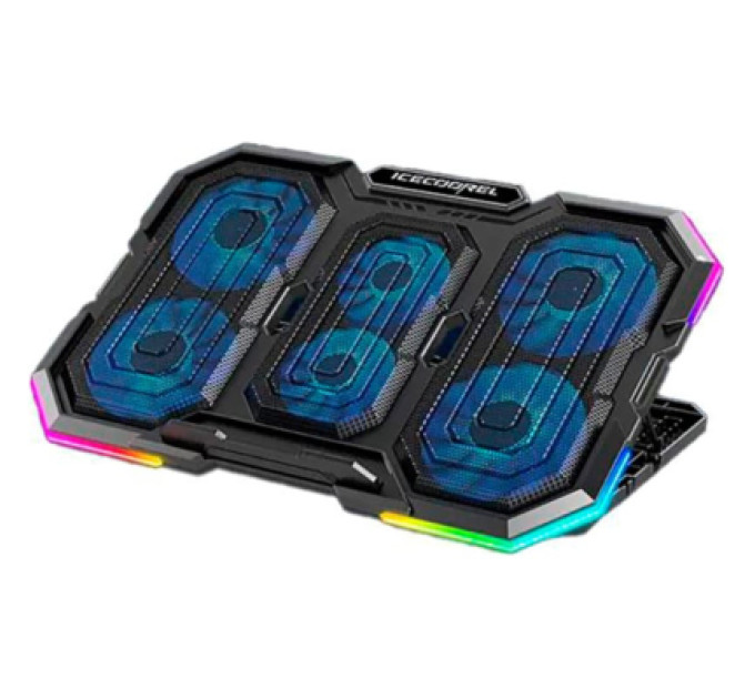 IceCoorel Підставка до ноутбука IceCoorel 14-18", 4*95mm 1200 RPM + 2*70mm 2500 RPM, 2*USB, 400x260x30mm, RGB (N6)
