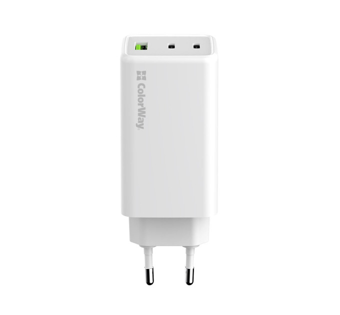 ColorWay Мережевий зарядний пристрій ColorWay GaN Mini 100W PD Port PPS USB (USB-2C1A) White (CW-CHS061PD-WT)