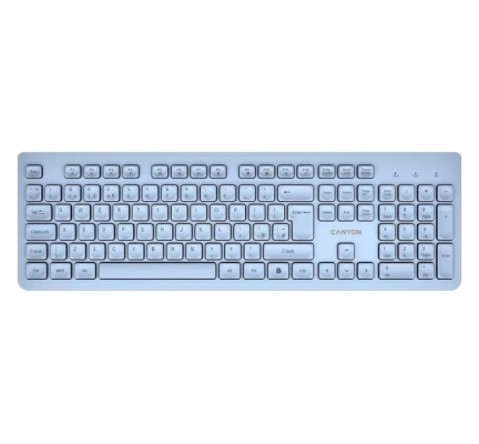 Canyon Клавіатура Canyon HKB-W01 Silent Wireless UA Blue (CNS-HKBW01BL)