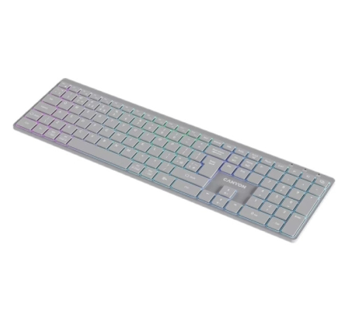 Canyon Клавіатура Canyon HKB-W11 Slim Dual Mode Wireless/Bluetooth RGB UA Grey (CNS-HBTK11G)